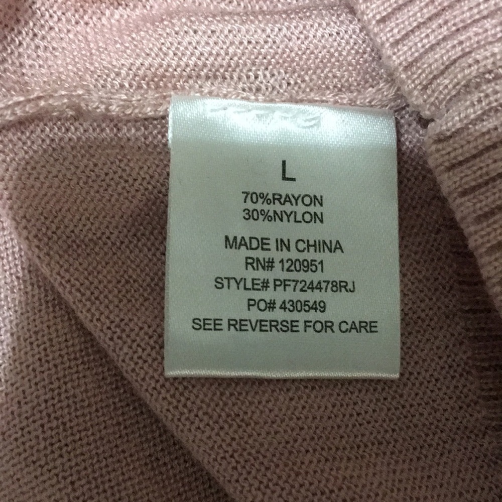 Pink Rose Long Sleeves Strip Knit Pink Cream Longline Pullover Sweater Size L - Picture 9 of 13